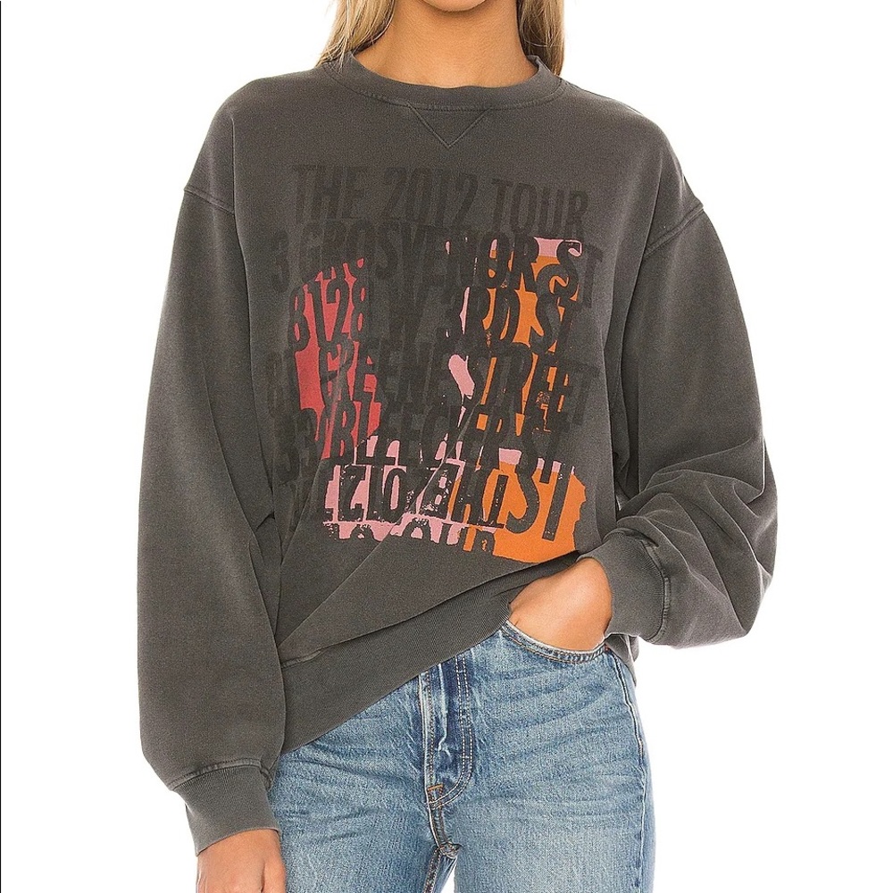 Anine Bing Gray Sweatshirt with Pink and Orange Graphic